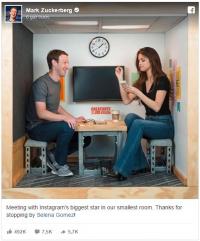 Ảnh hay:  Nữ hoàng Instagram  Selena Gomez gặp ông chủ facebook trong căn phòng nhỏ bé nhất!