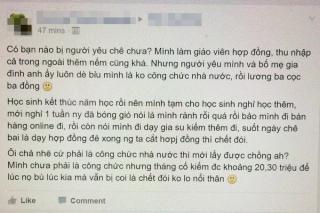 Giáo viên hợp đồng thu nhập tháng 30 triệu vẫn bị nhà người yêu chê bai, dè bỉu