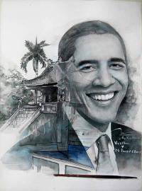 Loạt tranh vẽ chân dung Obama ấn tượng của bạn trẻ Việt