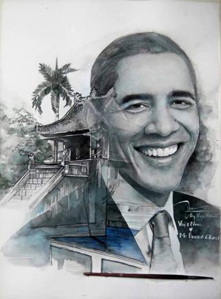 Loạt tranh vẽ chân dung Obama ấn tượng của bạn trẻ Việt