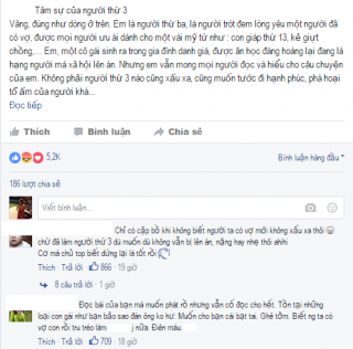 Tranh cãi lời  thú nhận  và xin được thông cảm của cô gái trót làm  người thứ 3 