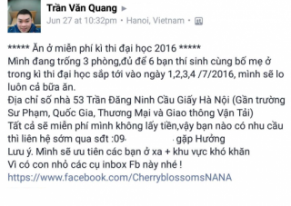 Hai chàng trai 9X thuê nhà mở cửa đón sĩ tử thi THPT & Đại học 2016