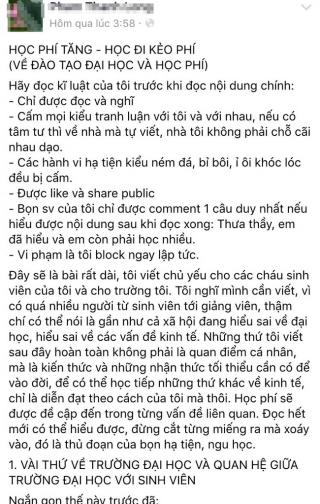 Giảng viên NEU chửi sinh viên là  ngu học, thần kinh  trên facebook