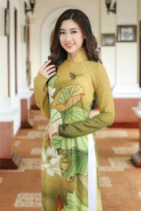 Hoa hậu Đỗ Mỹ Linh diện áo dài khoe nhan sắc trong họp báo