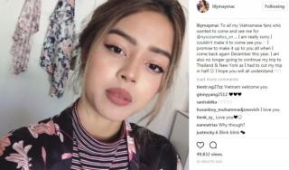 Lily Maymac bất ngờ thông báo không đến Việt Nam vào tháng 7