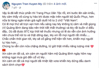 Bị cảm đột ngột, Huyền My xin lỗi vì không thể dõng dạc hô to hai tiếng  Việt Nam  trong phần thi trang phục dân tộc