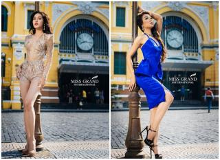 Sao BTC Miss Grand International lại nỡ bắt các người đẹp phải  nghiêng thùng đổ chảo  đứng bên cột đèn tạo dáng khó thế này?