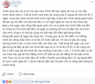  Tố  mẹ chồng hà tiện, không cho bật quạt sưởi, cằn nhằn vì mở đèn điện cả ngày, nàng dâu đâu ngờ bị chỉ trích