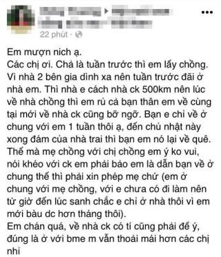 Nàng dâu mới về nhà chồng,  xách tay  cả bạn thân về ở chung nguyên tuần cho đỡ bỡ ngỡ