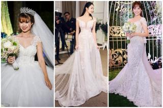 Sốc với giá váy cưới của Khởi My, Hoa hậu Thu Ngân, Hari Won