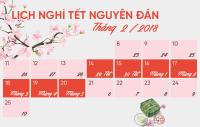 Lịch nghỉ Tết Nguyên đán Mậu Tuất 2018 chính thức của người lao động