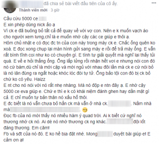 Cướp chồng người khác, bồ nhí còn diễn vai bị hại, đăng đàn khóc kể hòng dắt mũi  500 chị em 