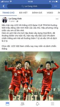 Công Vinh treo thưởng nóng khích lệ tinh thần đàn em U23 Việt Nam