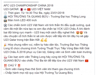 Sinh viên các trường ĐH lớn rầm rầm tổ chức cổ vũ U23 Việt Nam trước trận bán kết lịch sử