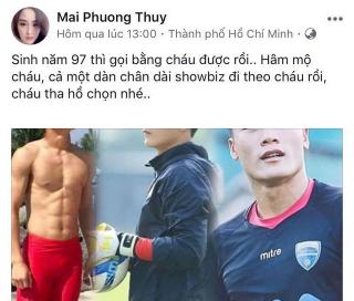 Mai Phương Thúy gây “sốc” khi bày tỏ khác lạ với thủ môn Bùi Tiến Dũng