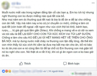 Vợ tức nghẹn vì chồng được thưởng Tết toàn đồ nhập khẩu, không cho con ăn mà gửi hết về biếu ông bà nội