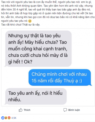 Cô gái bức xúc vì bạn thân 15 năm cướp người yêu, còn tuyên bố:  Chưa cưới hỏi thì không là gì hết 