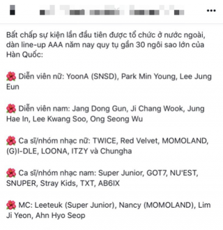 Rần rần tin xác nhận dàn line-up idol nam đổ bộ AAA 2019, nhưng nguồn tin lộ từ các fanpage Kpop còn BTC AAA 2019 đâu rồi?