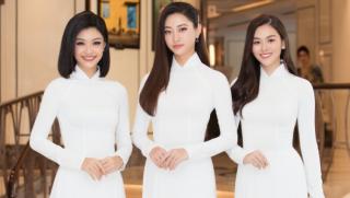 Cùng diện áo dài trắng, nàng hậu nào nổi bật nhất họp báo Hoa hậu Việt Nam 2020 ?