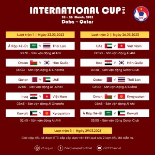 Lịch thi đấu của U23 Việt Nam tại U23 Doha Cup 2023