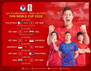 Lịch thi đấu của Đội tuyển Việt Nam tại vòng loại thứ 2 World Cup 2026 đã được công bố.