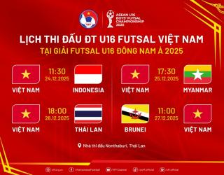 Lịch thi đấu và trực tiếp bóng đá Việt Nam hôm nay 25/12: U19 Futsal Việt Nam đại chiến Thái Lan