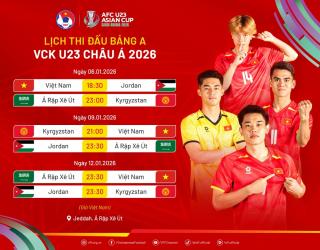 Lịch thi đấu lượt trận 2 VCK U23 châu Á 2026: U23 Việt Nam đối đầu U23 Kyrgyzstan