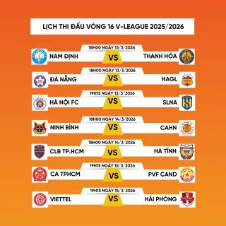 Lịch thi đấu vòng 16 V-League 2025/26: Nhiều trận cầu quyết định