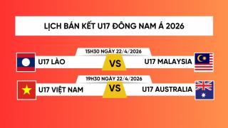 Lịch thi đấu bán kết U17 Đông Nam Á 2026: Việt Nam đại chiến Australia